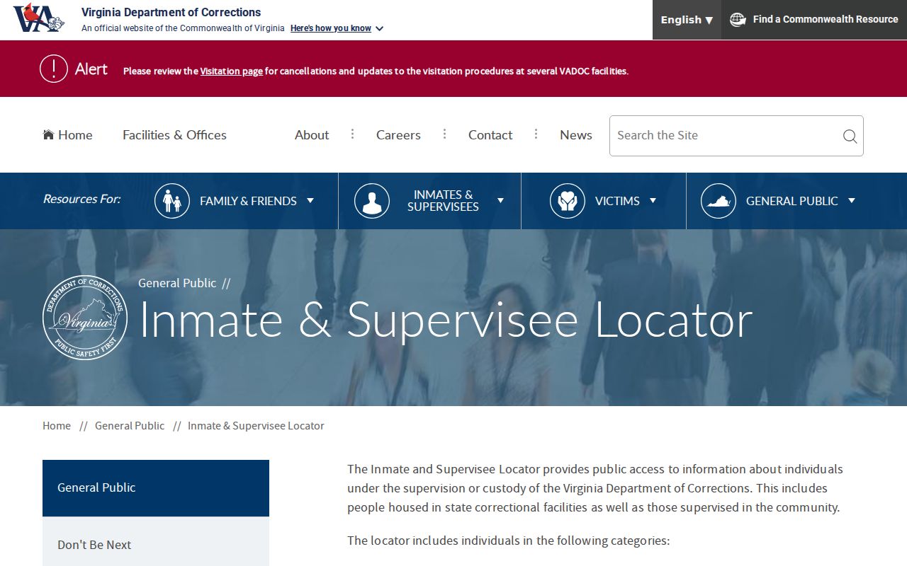 VADOC locator for Russell County arrest custody and supervision records