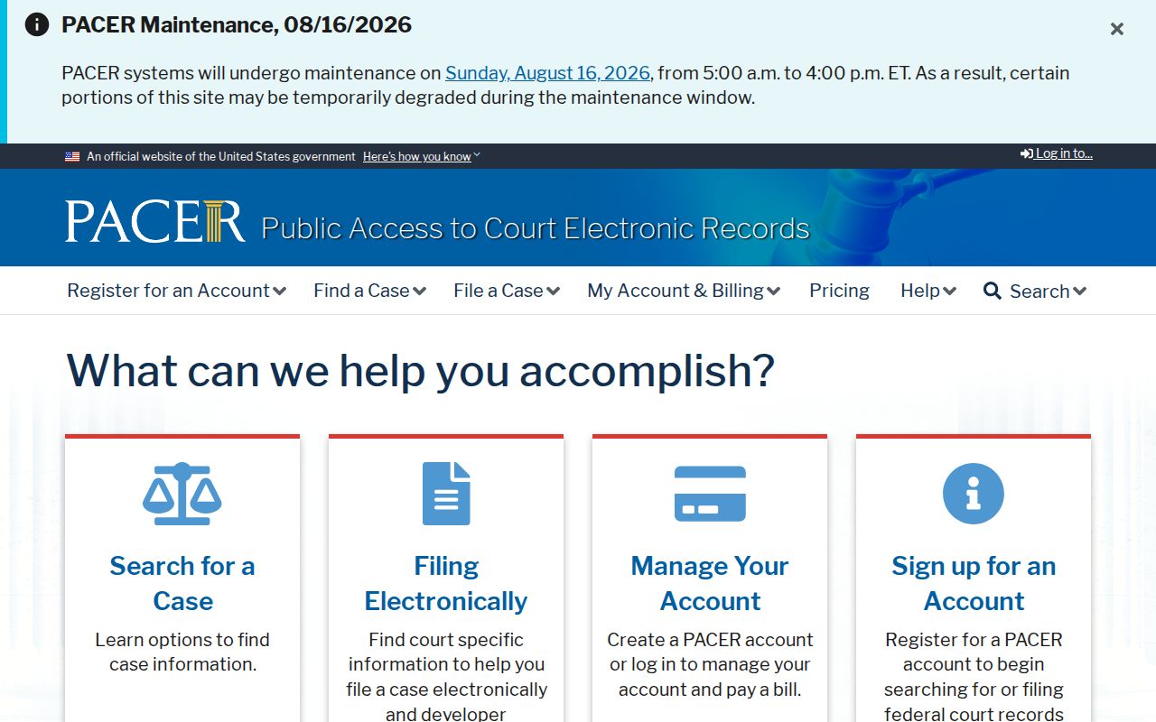 PACER search for federal Cleveland criminal history records