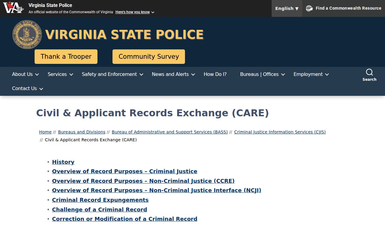 Russell County criminal history CARE and CCRE correction page