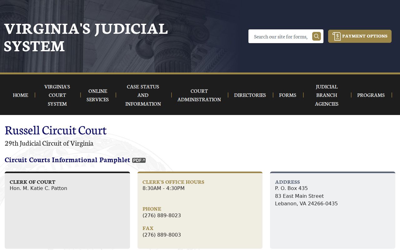 Russell County criminal court case information from the Circuit Court